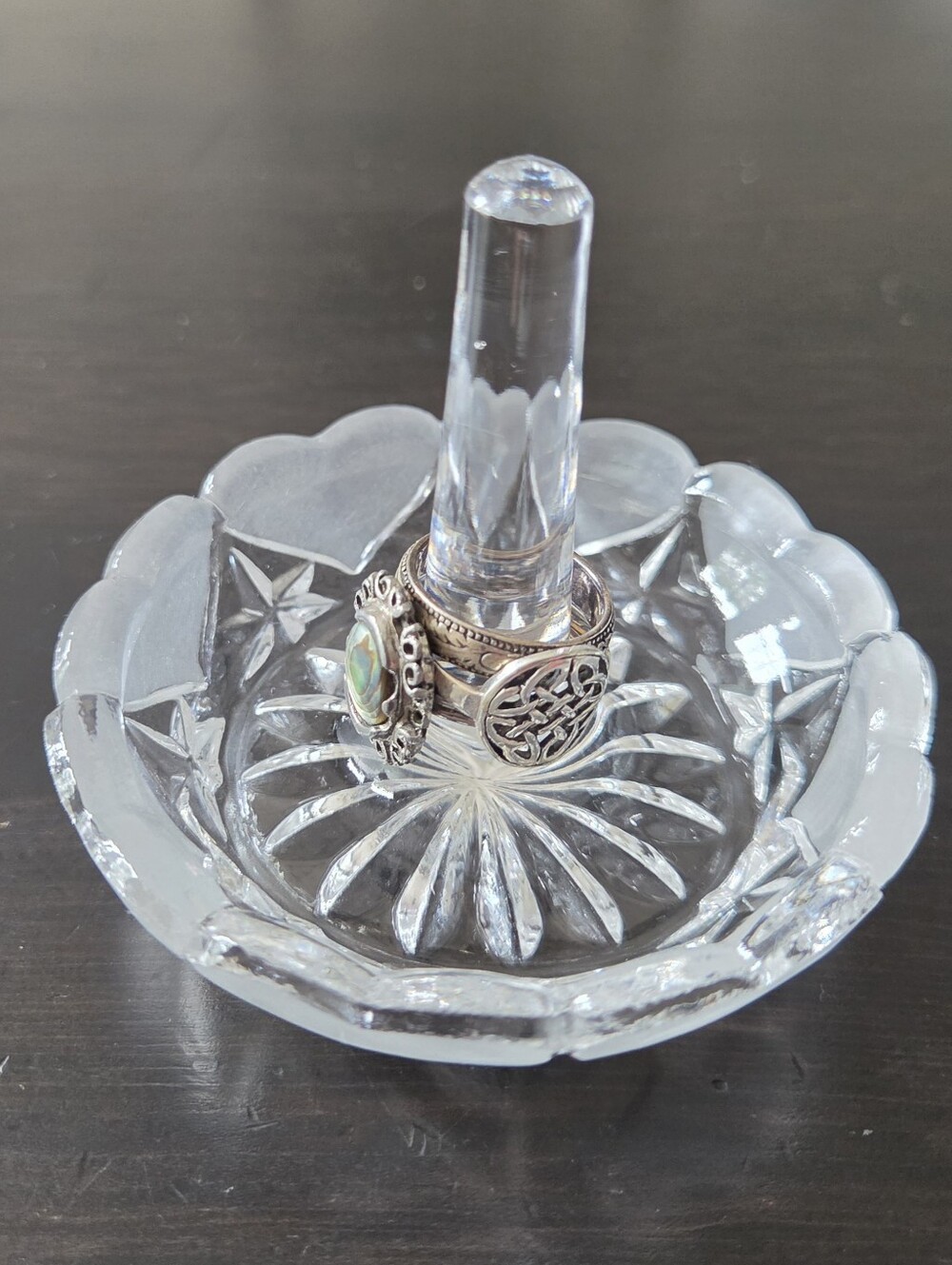 Vintage Crystal Hearts Ring Holder